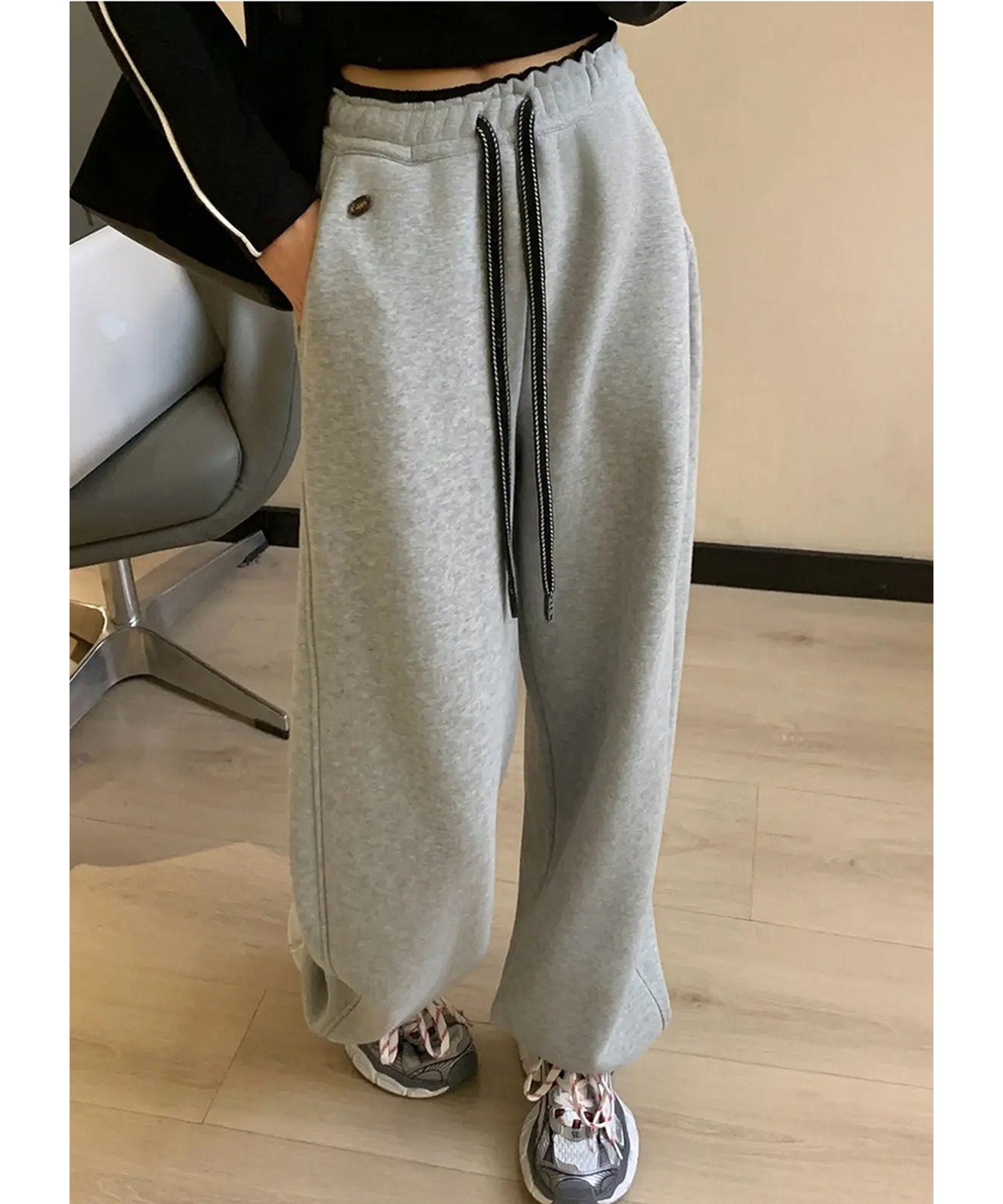裾絞り ハイウエスト スウェット トラック パンツ