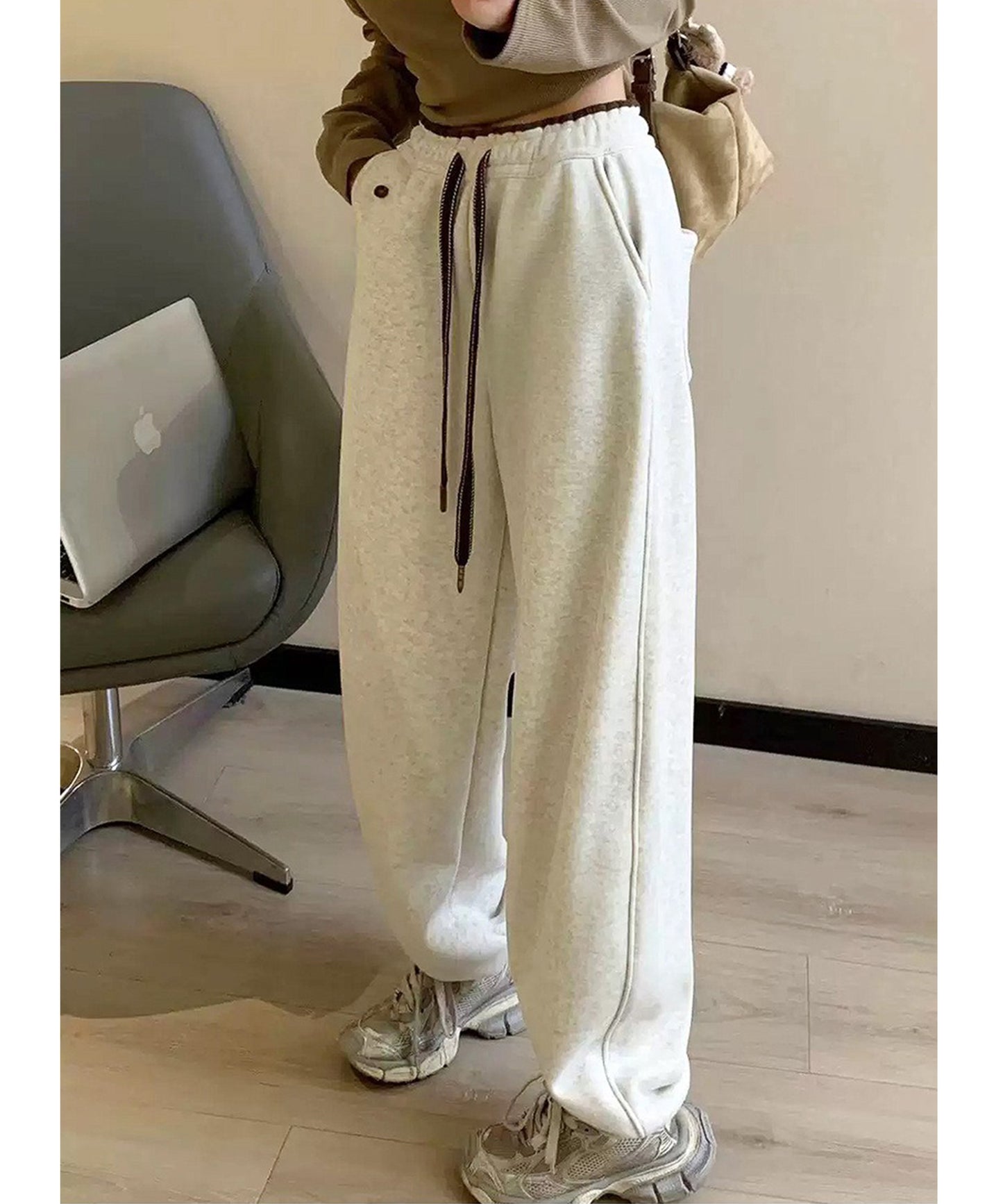 裾絞り ハイウエスト スウェット トラック パンツ