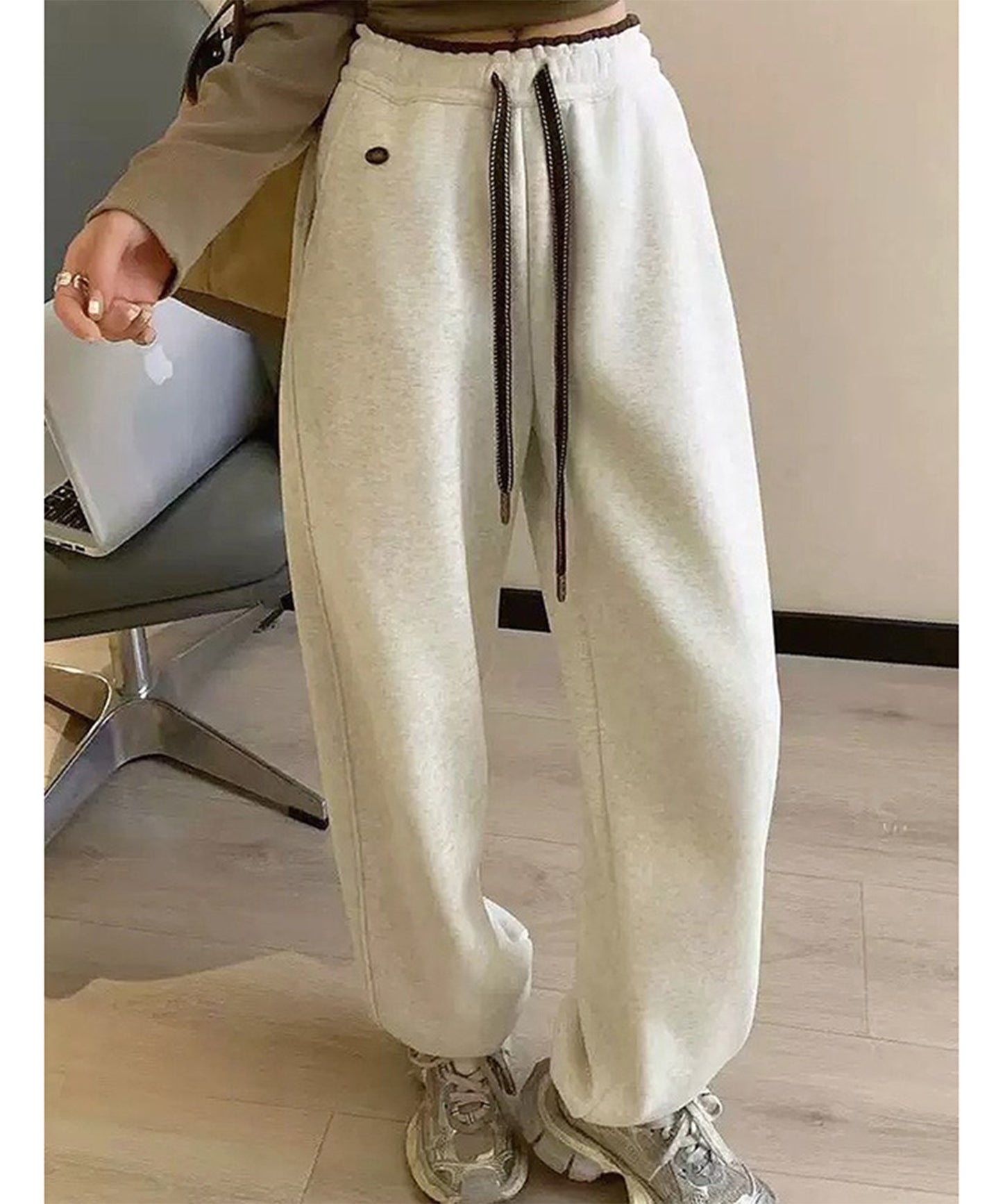 裾絞り ハイウエスト スウェット トラック パンツ