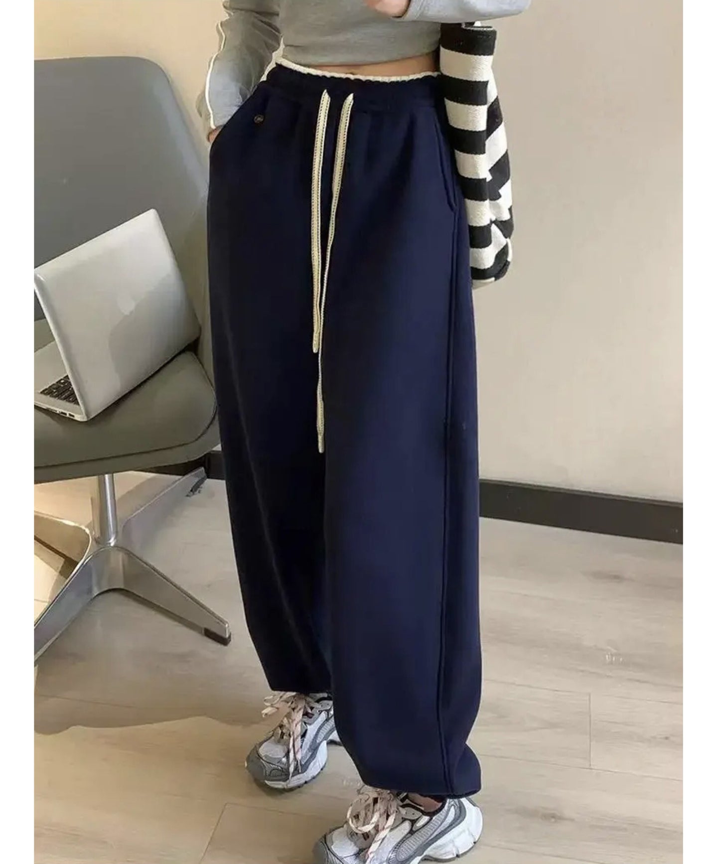 裾絞り ハイウエスト スウェット トラック パンツ