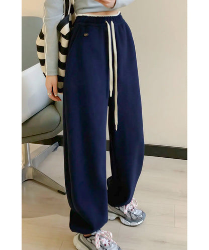 裾絞り ハイウエスト スウェット トラック パンツ