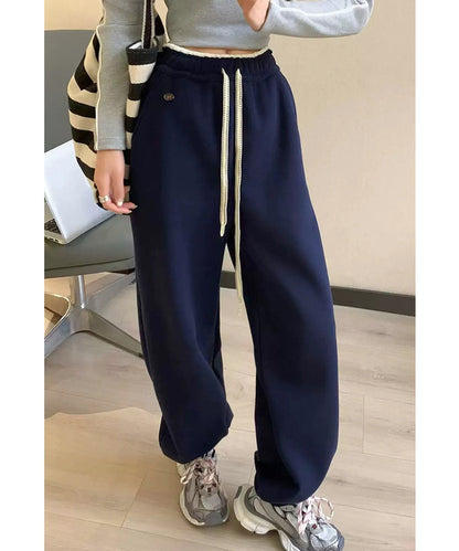 裾絞り ハイウエスト スウェット トラック パンツ