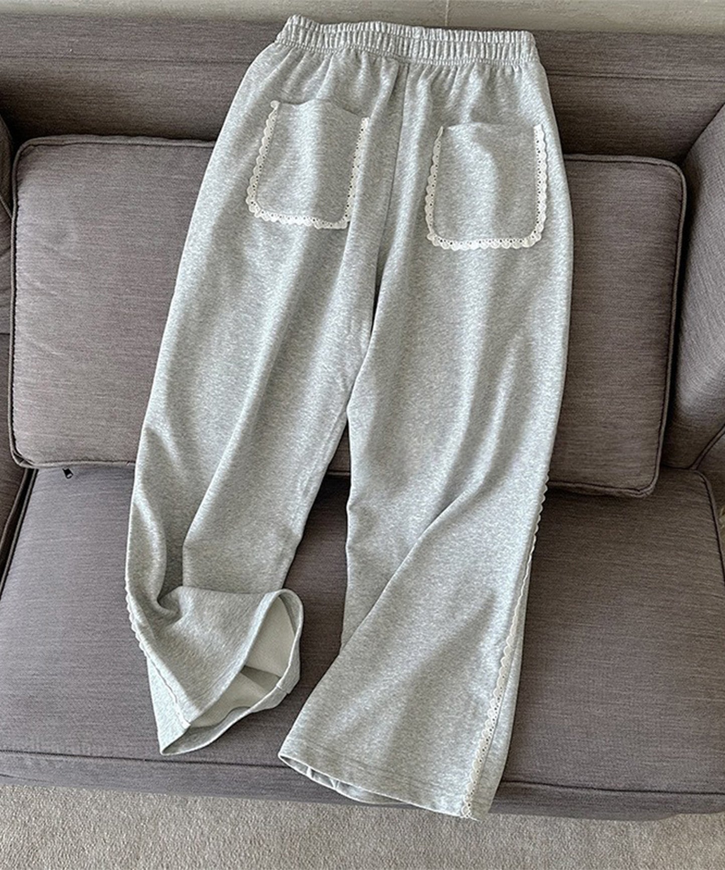 レース使い セミワイド スウェット トラック パンツ