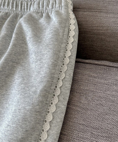 レース使い セミワイド スウェット トラック パンツ