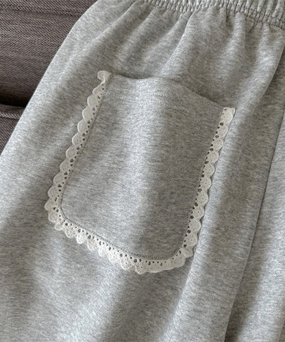 レース使い セミワイド スウェット トラック パンツ