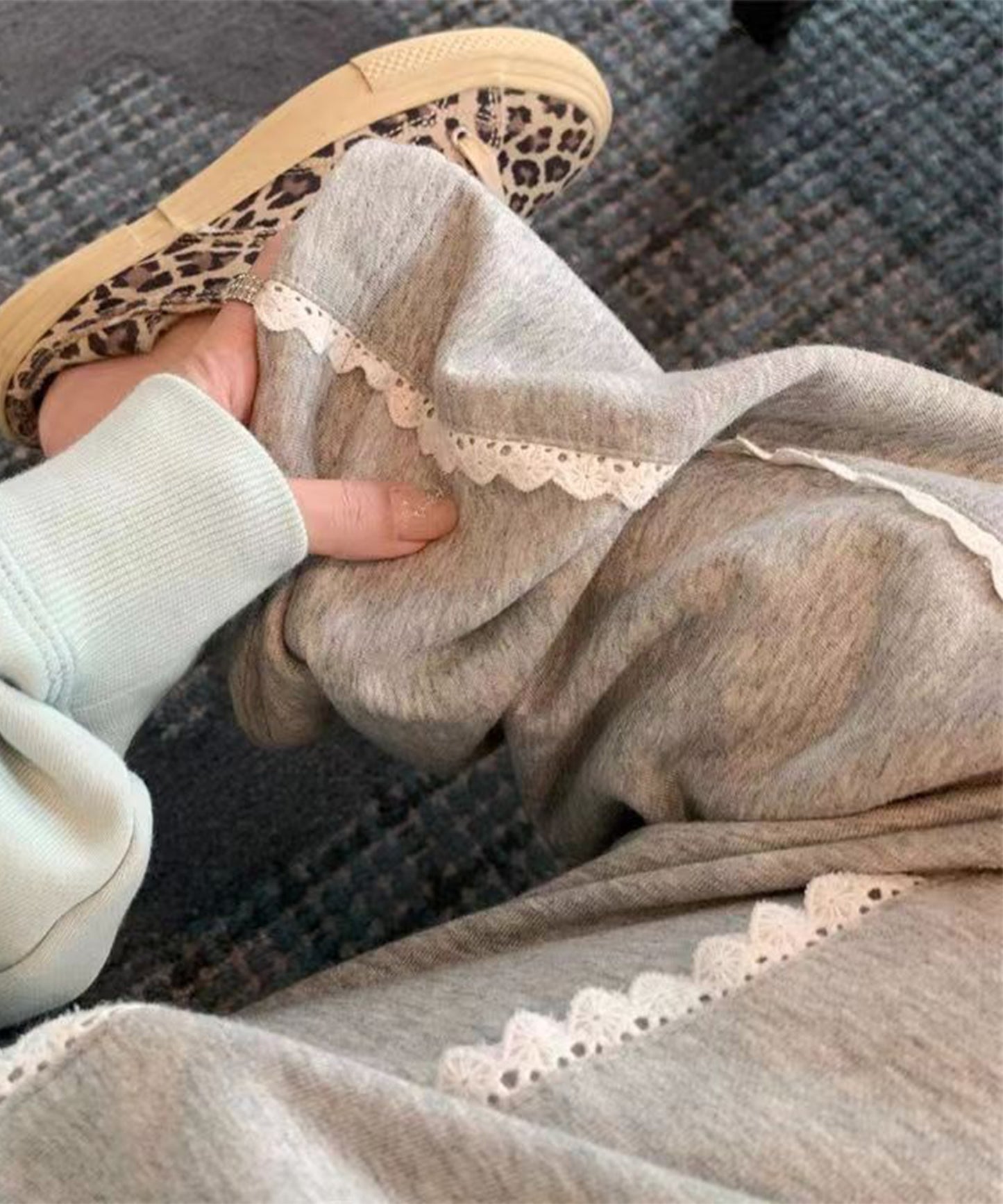 レース使い セミワイド スウェット トラック パンツ