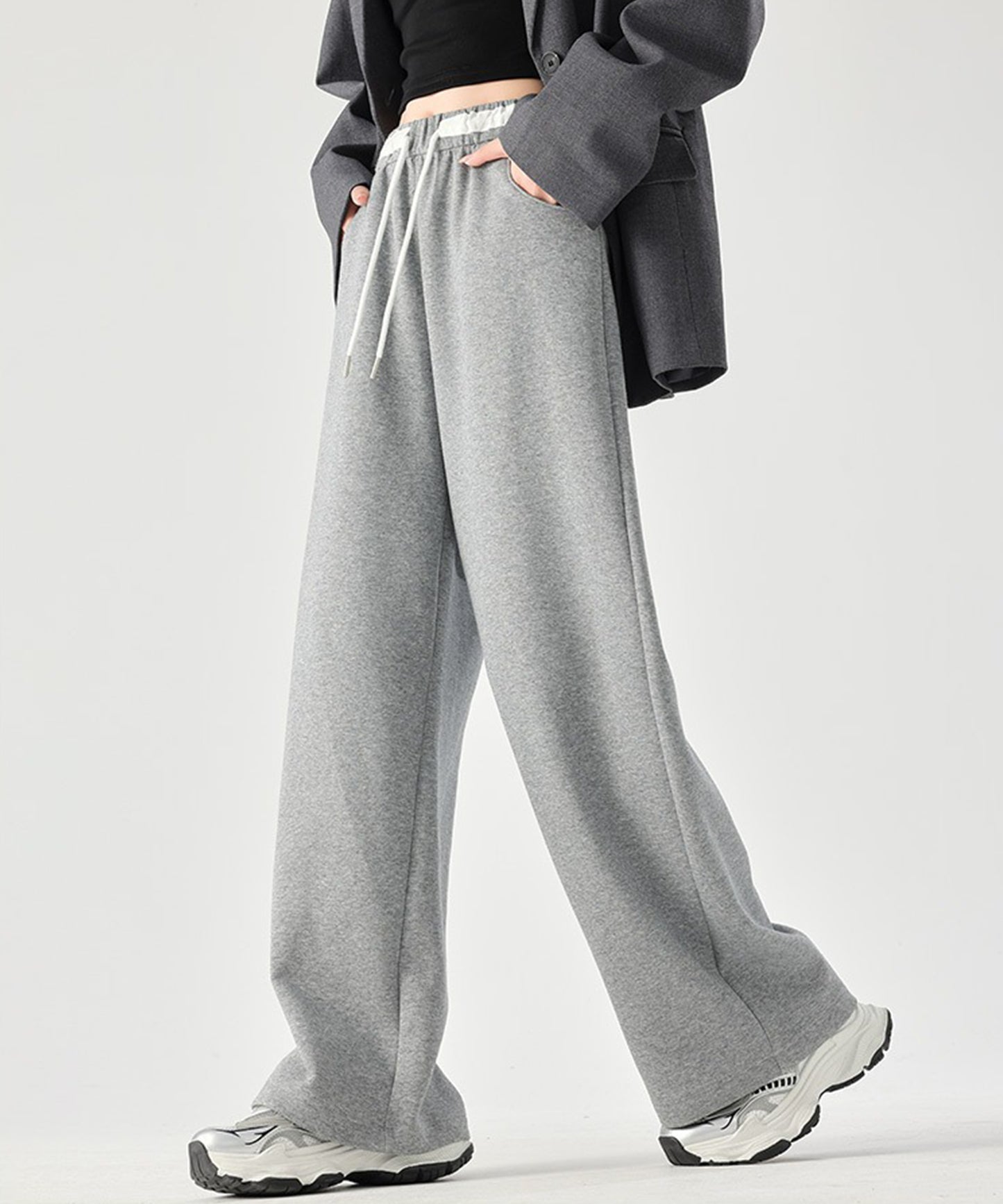 配色 セミワイド スウェット トラック パンツ