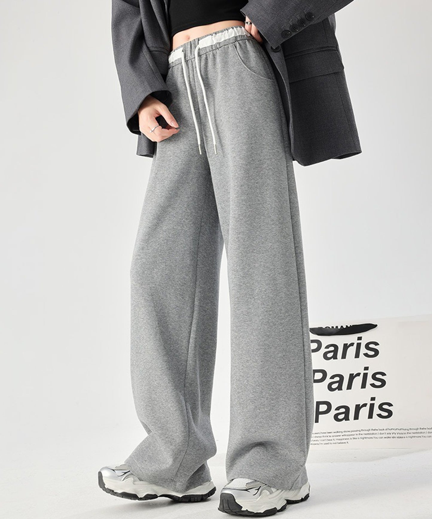 配色 セミワイド スウェット トラック パンツ