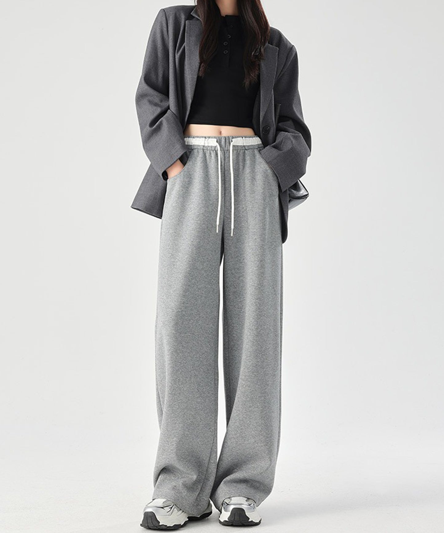 配色 セミワイド スウェット トラック パンツ