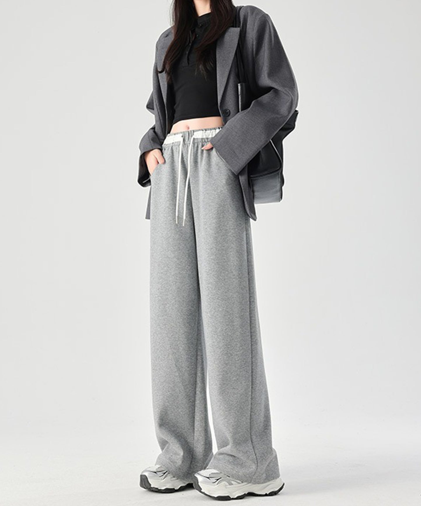 配色 セミワイド スウェット トラック パンツ