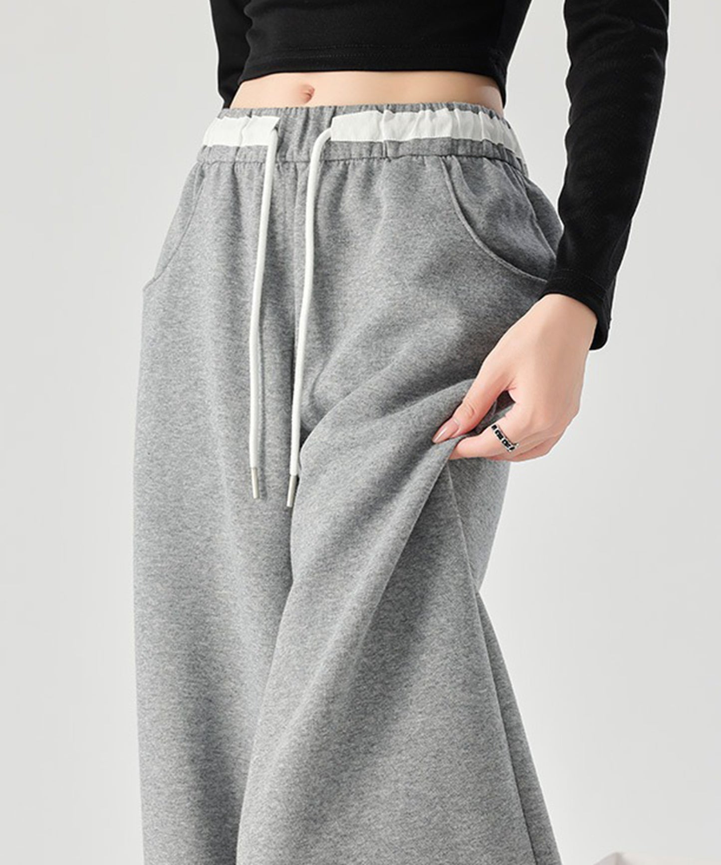 配色 セミワイド スウェット トラック パンツ