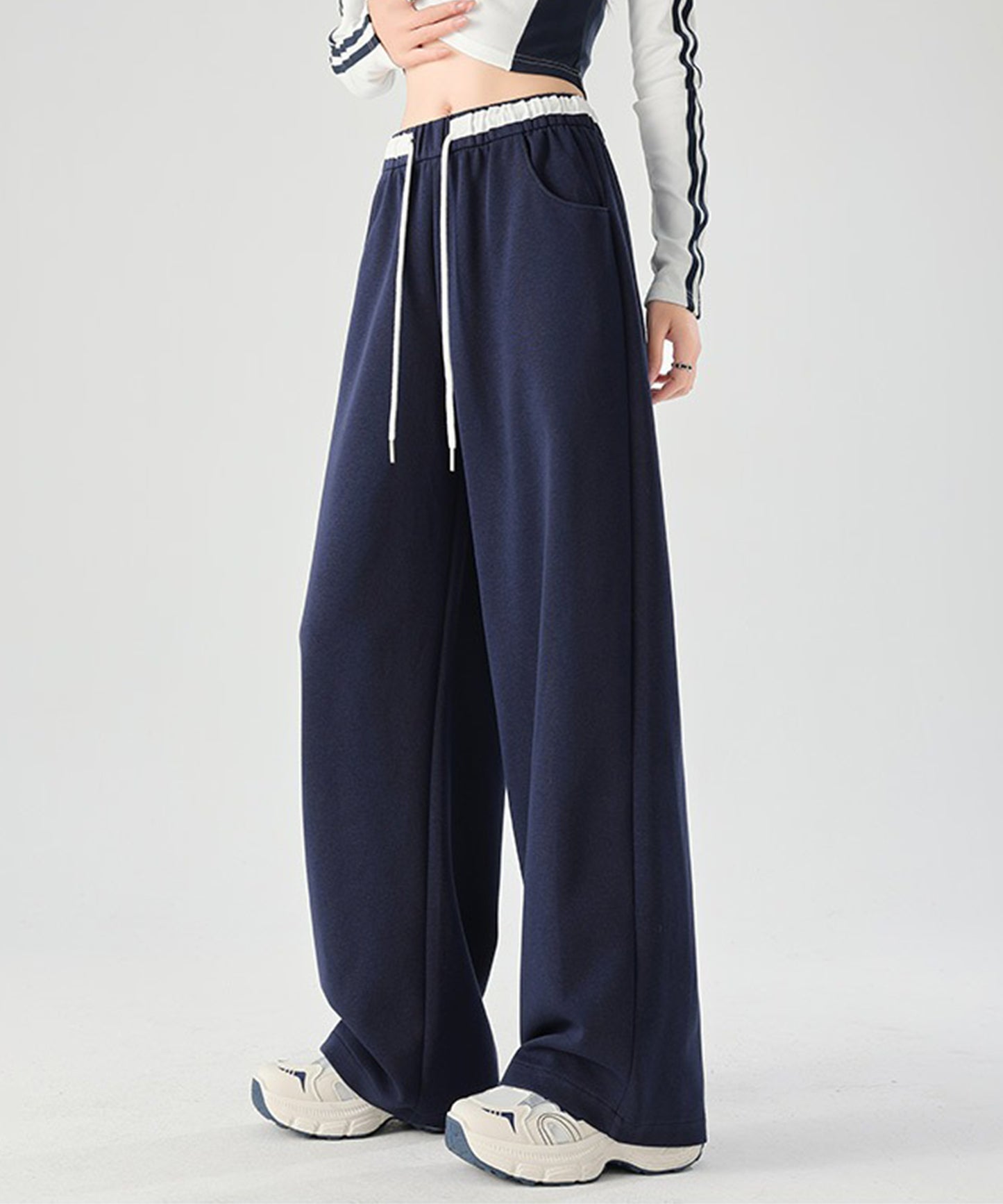 配色 セミワイド スウェット トラック パンツ