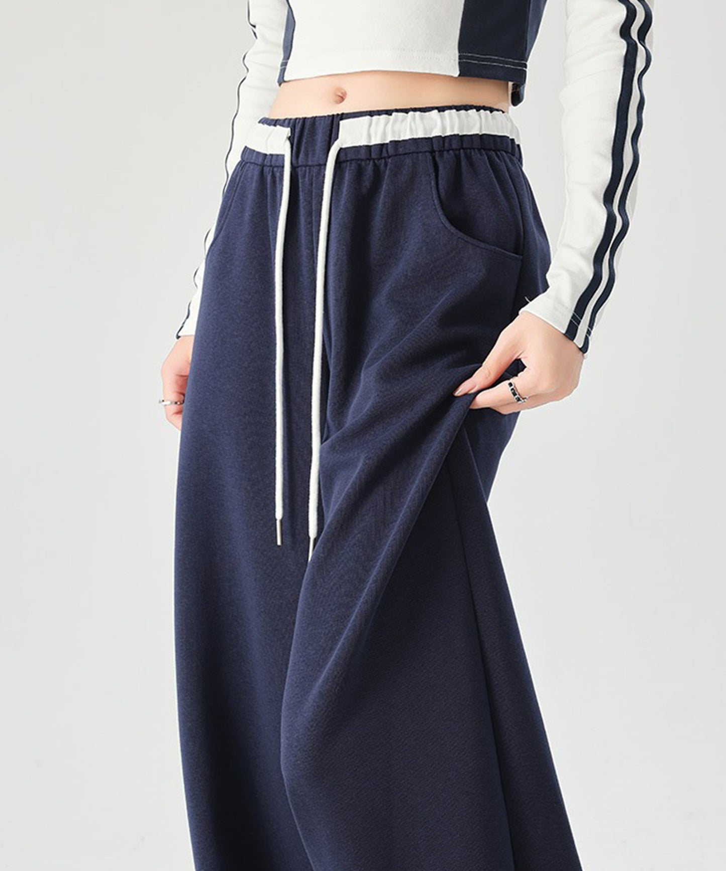 配色 セミワイド スウェット トラック パンツ