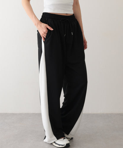配色 切り替え 裏毛 ワイド スウェット トラック パンツ