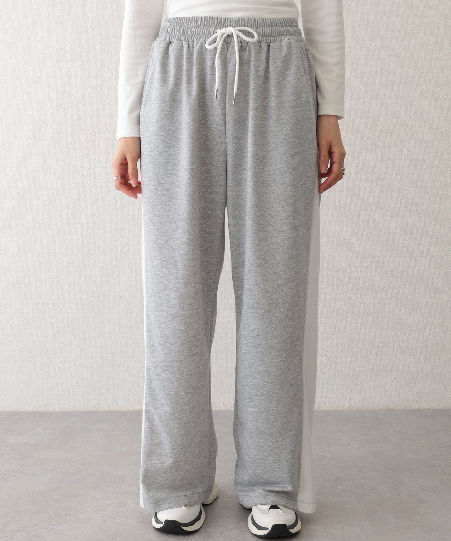 配色 切り替え 裏毛 ワイド スウェット トラック パンツ