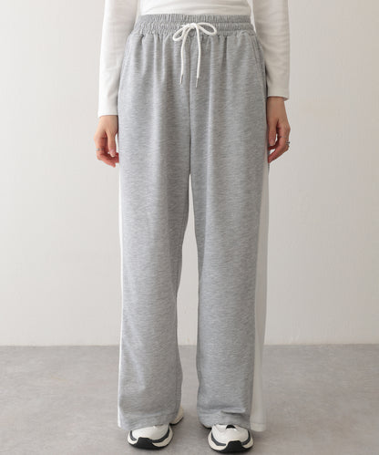 配色 切り替え 裏毛 ワイド スウェット トラック パンツ