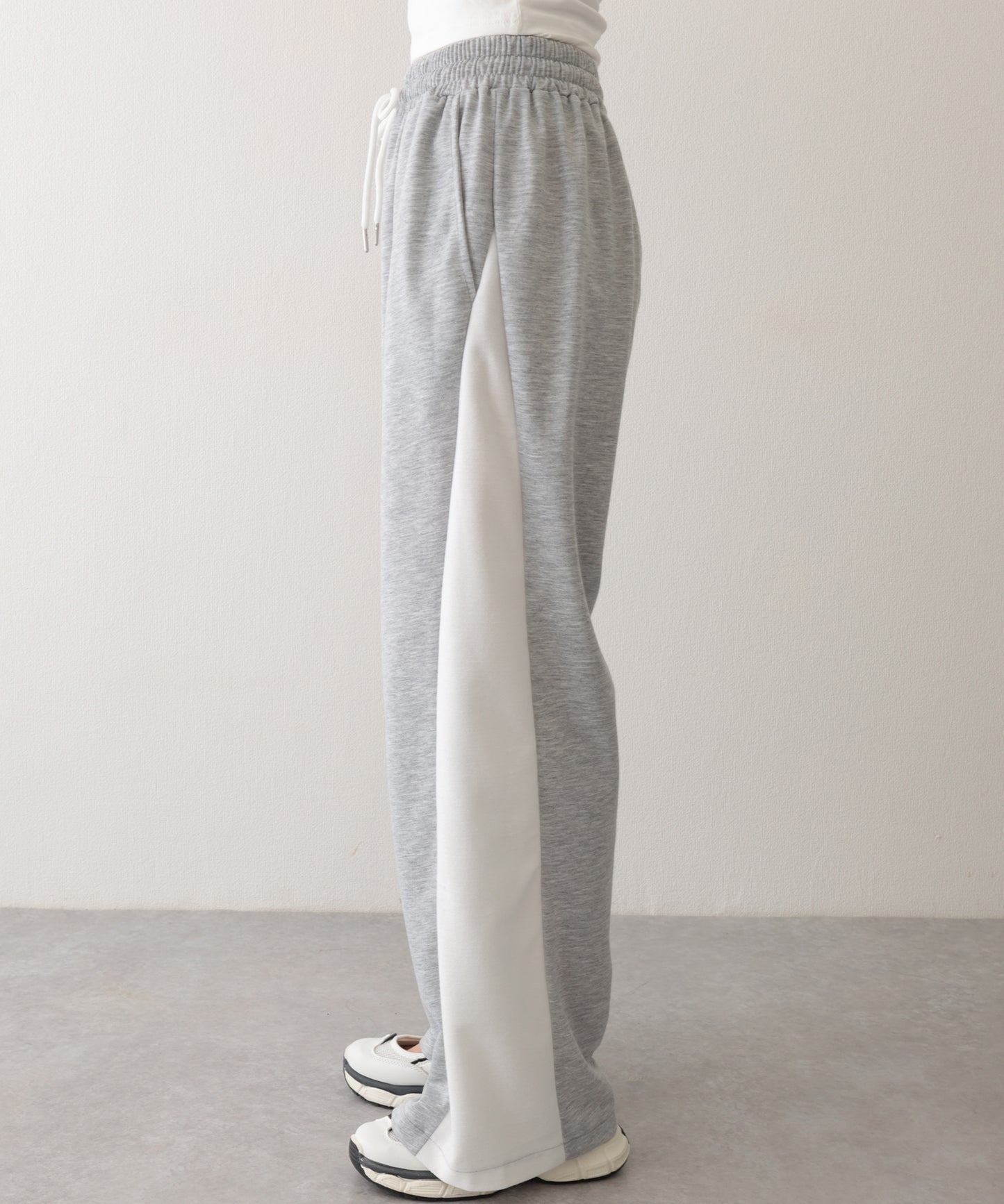 配色 切り替え 裏毛 ワイド スウェット トラック パンツ