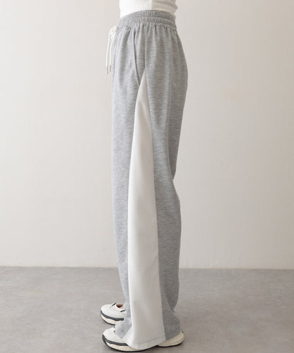 配色 切り替え 裏毛 ワイド スウェット トラック パンツ