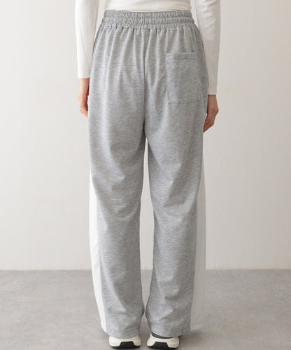 配色 切り替え 裏毛 ワイド スウェット トラック パンツ