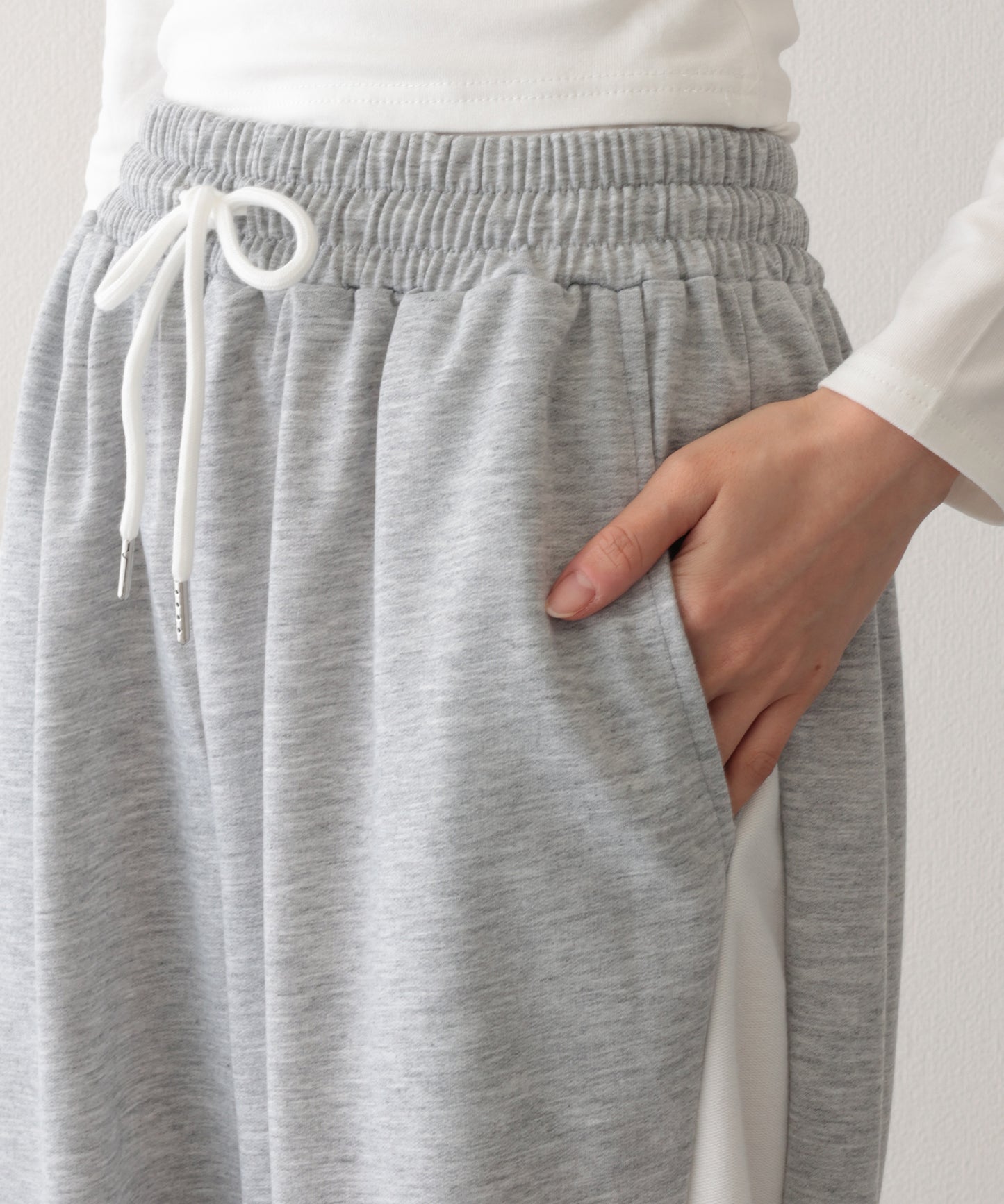 配色 切り替え 裏毛 ワイド スウェット トラック パンツ