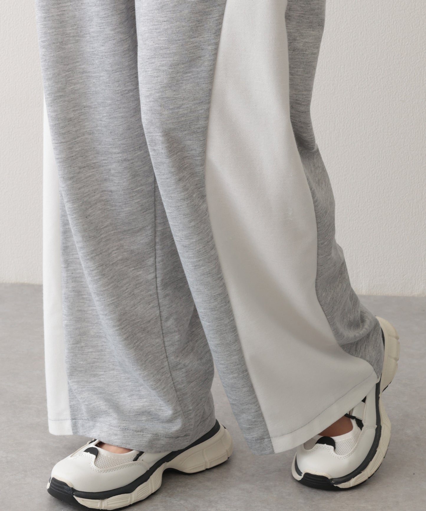 配色 切り替え 裏毛 ワイド スウェット トラック パンツ