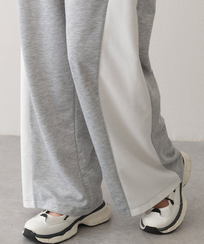 配色 切り替え 裏毛 ワイド スウェット トラック パンツ