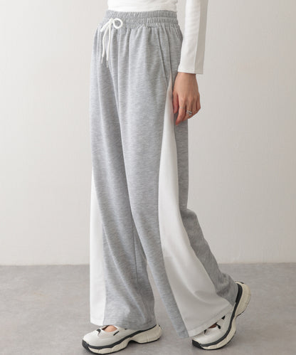 配色 切り替え 裏毛 ワイド スウェット トラック パンツ