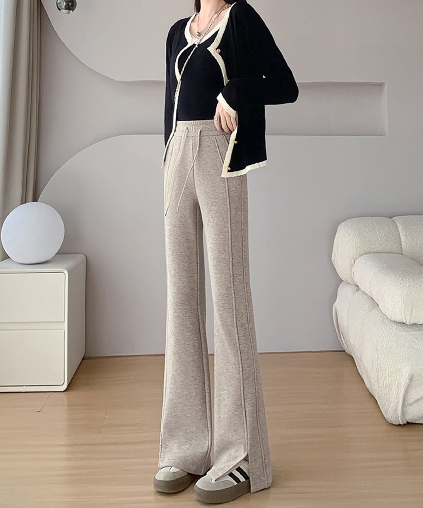 フレア スリット入り スウェット トラック パンツ
