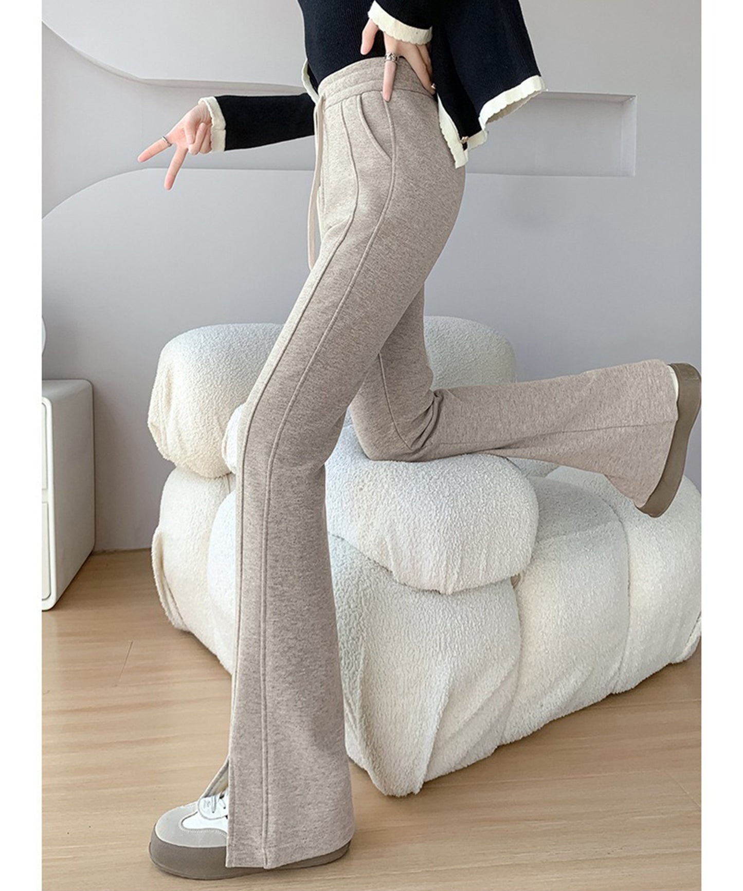 フレア スリット入り スウェット トラック パンツ