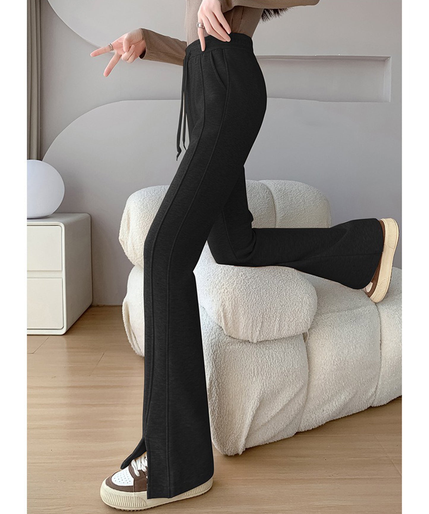 フレア スリット入り スウェット トラック パンツ