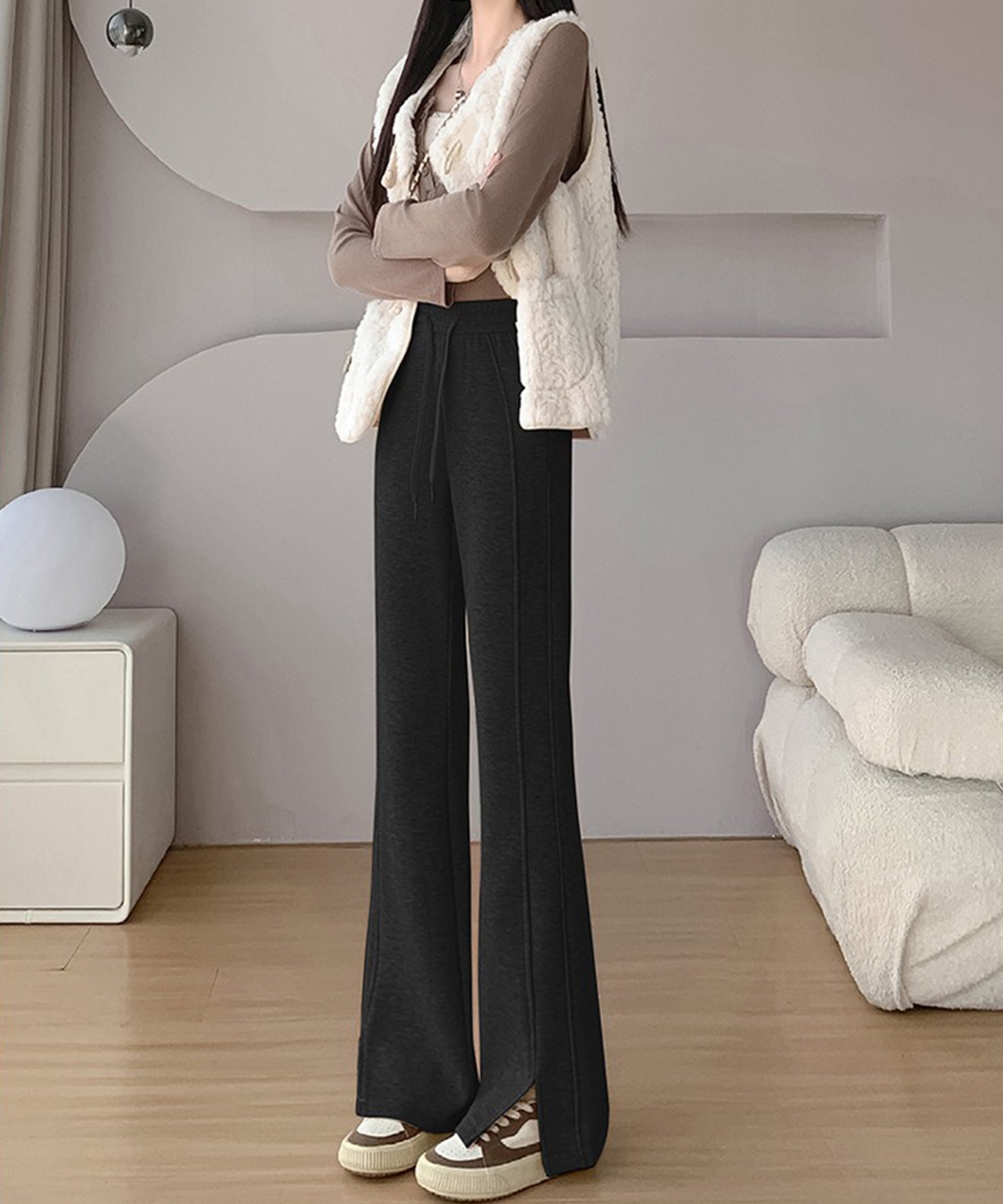 フレア スリット入り スウェット トラック パンツ