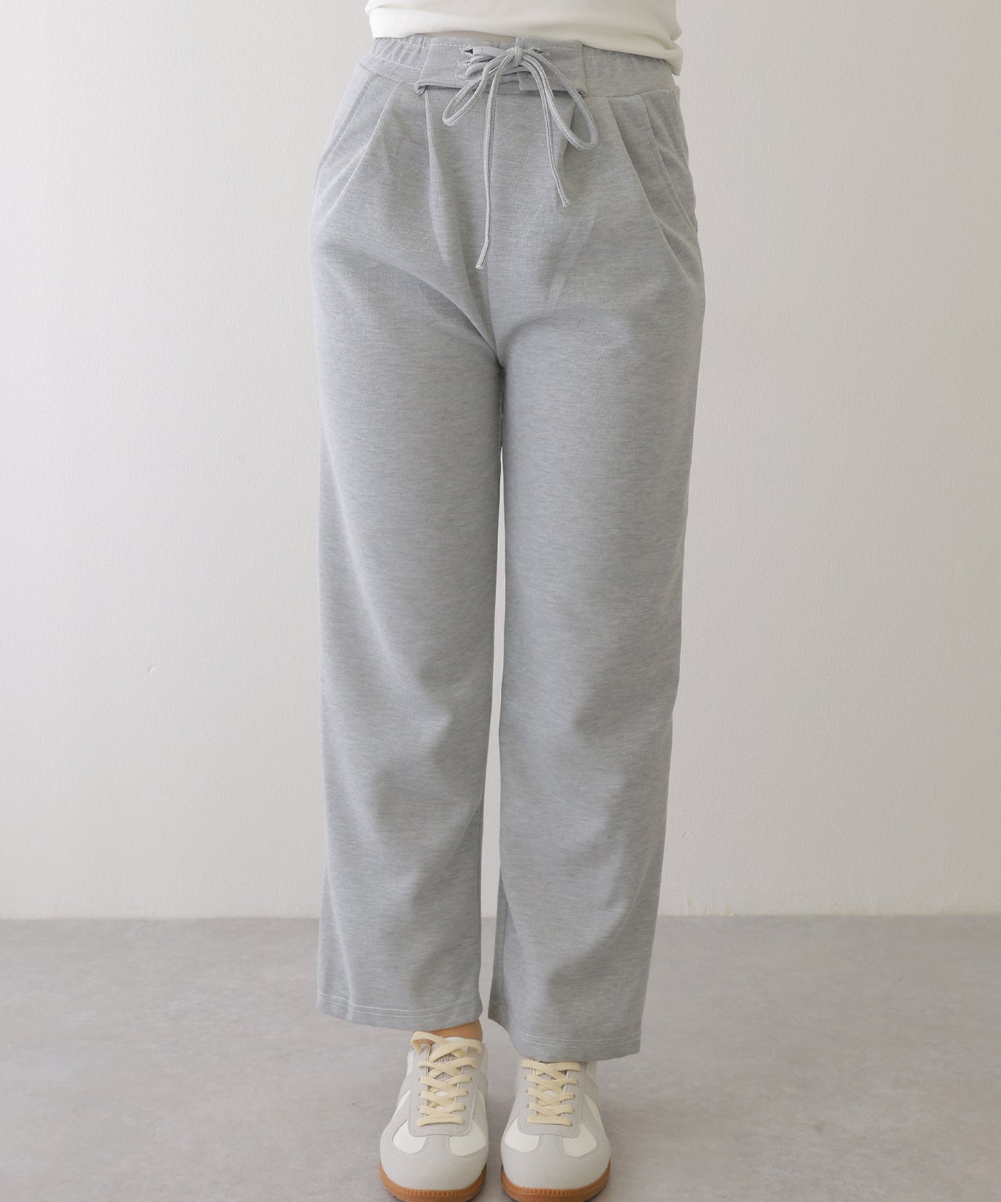 ウエスト レースアップ タック スウェット パンツ