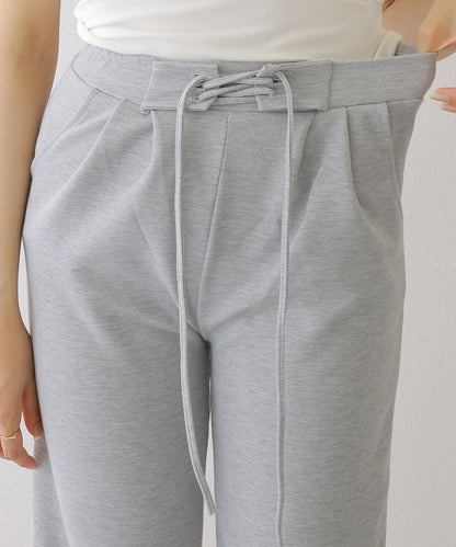 ウエスト レースアップ タック スウェット パンツ