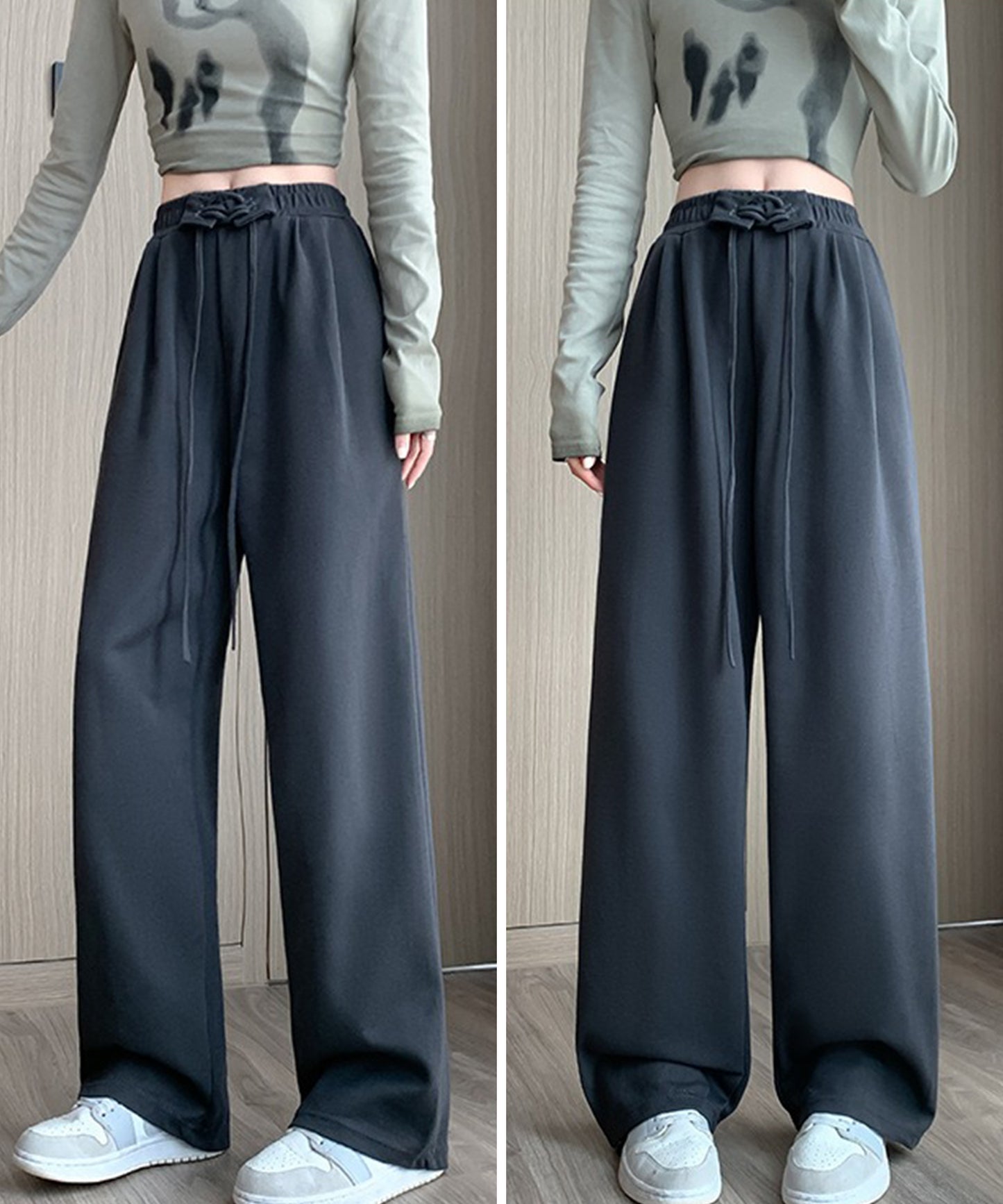 ウエスト レースアップ タック スウェット パンツ