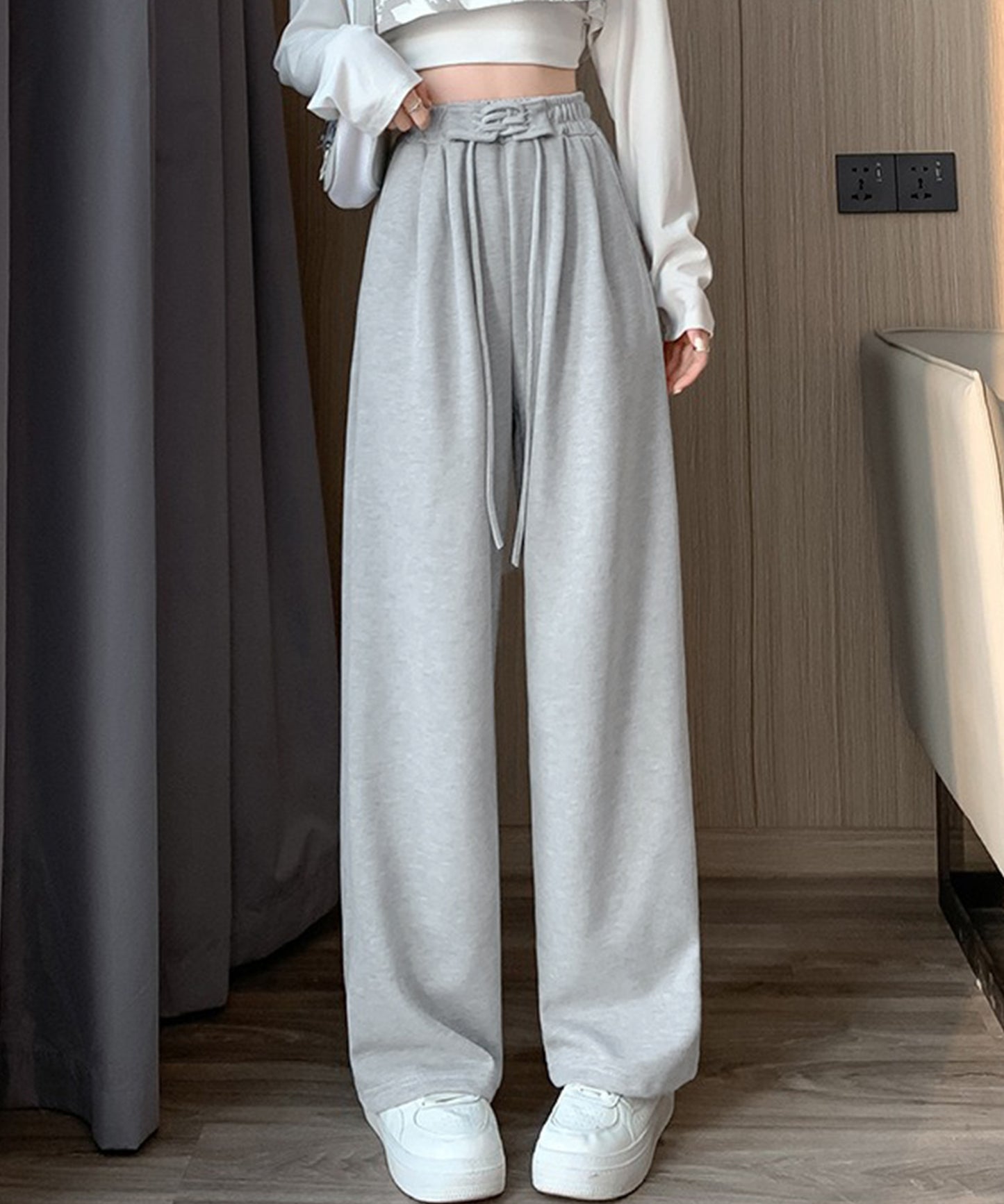 ウエスト レースアップ タック スウェット パンツ