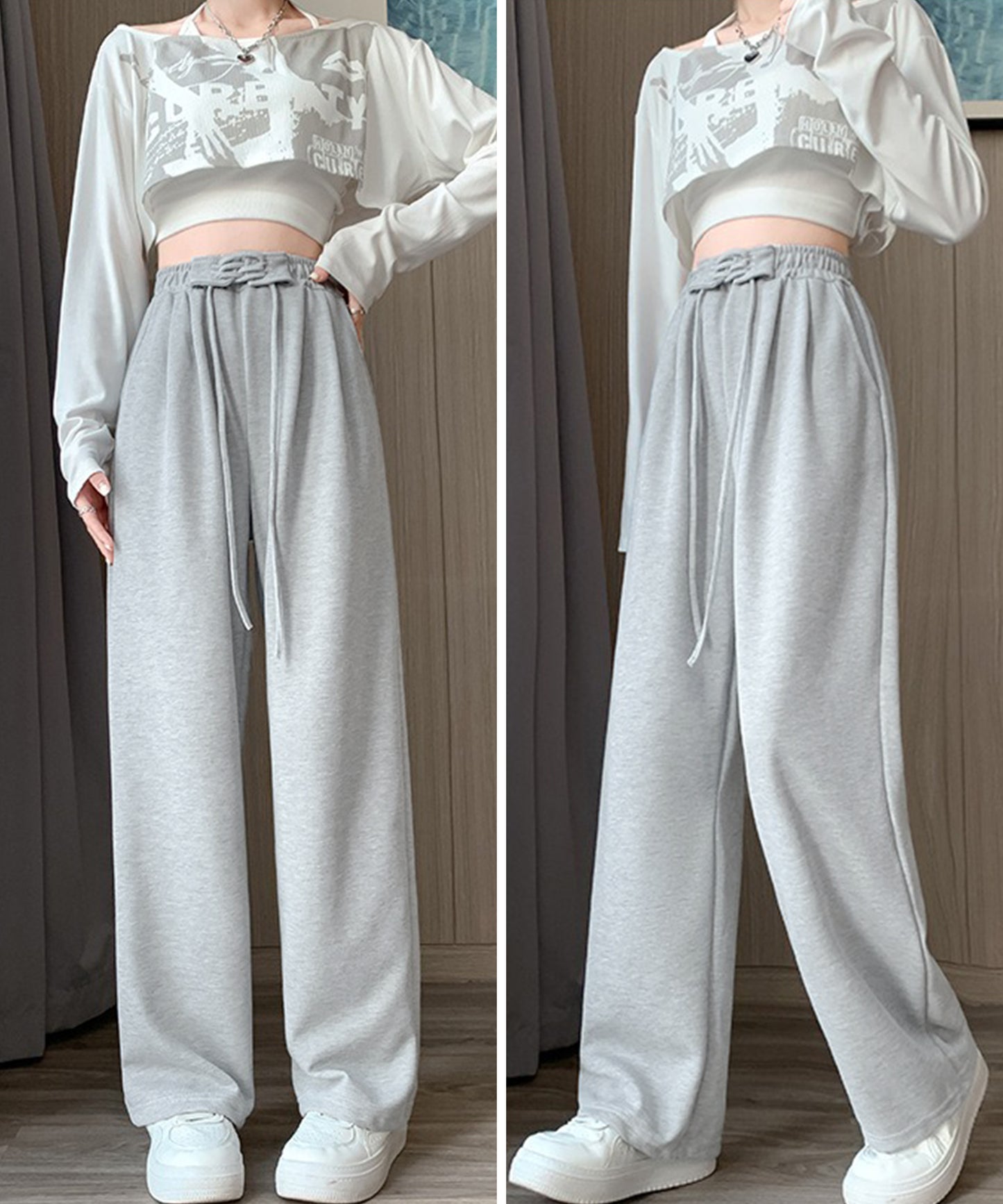 ウエスト レースアップ タック スウェット パンツ