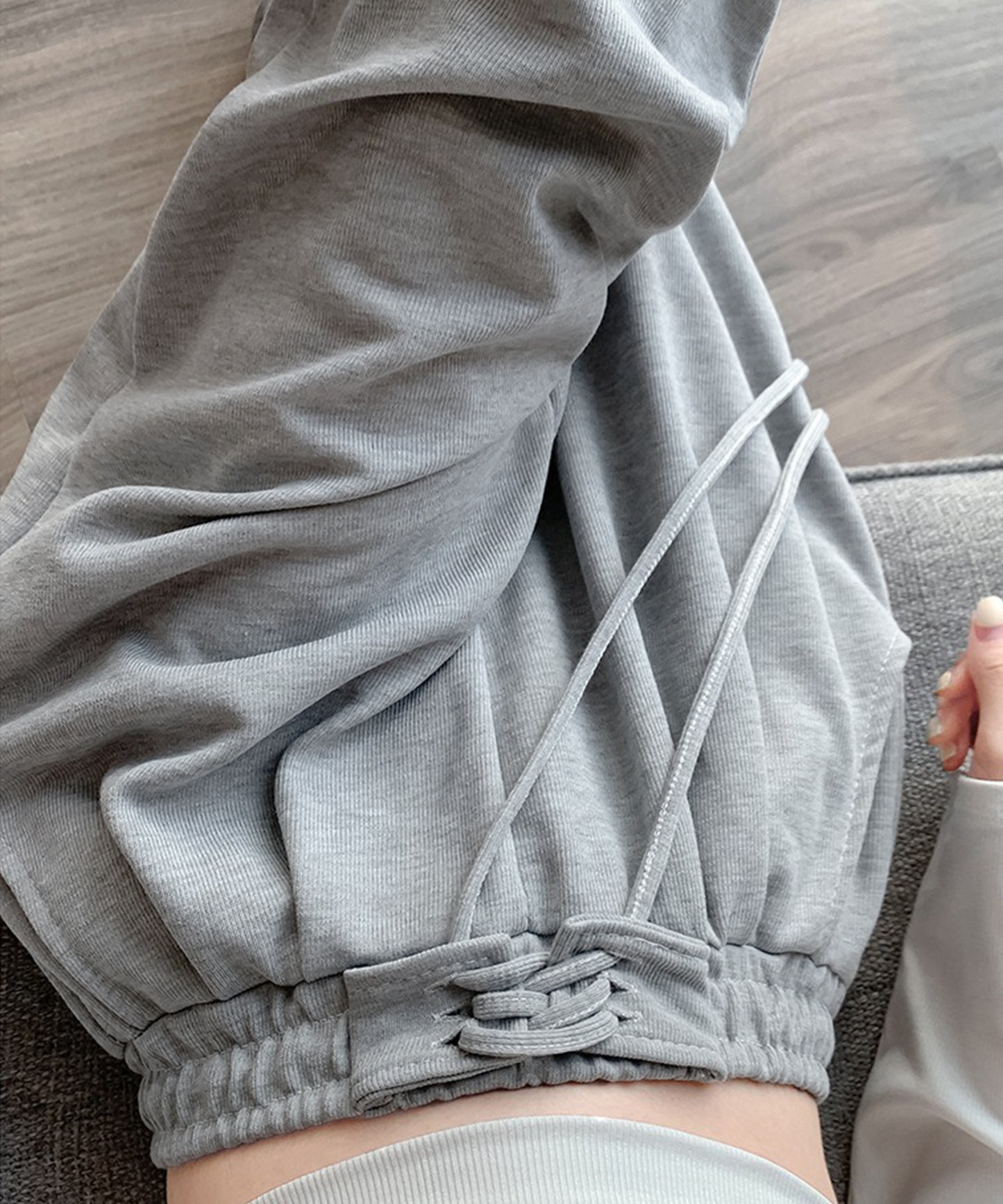 ウエスト レースアップ タック スウェット パンツ