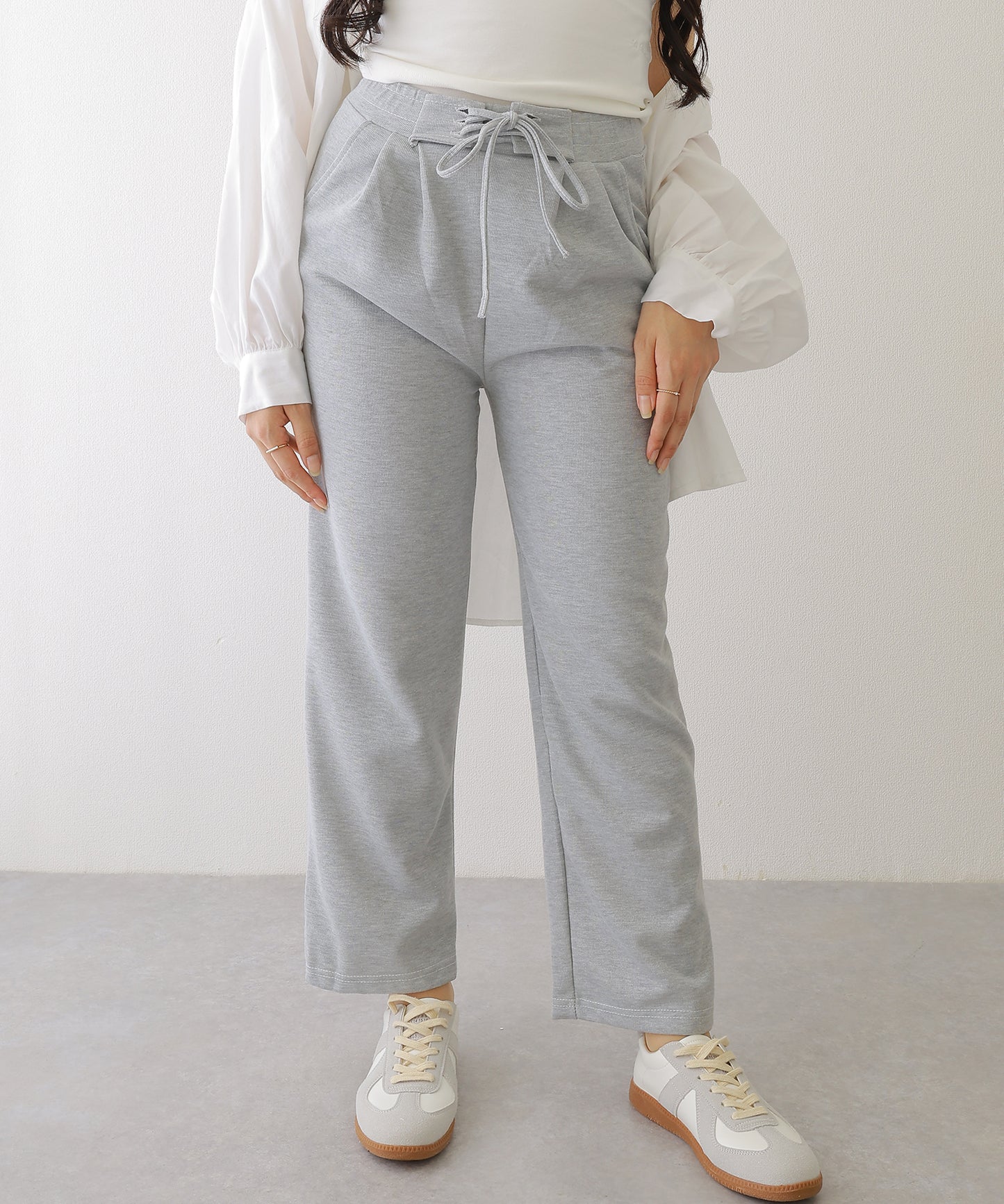 ウエスト レースアップ タック スウェット パンツ