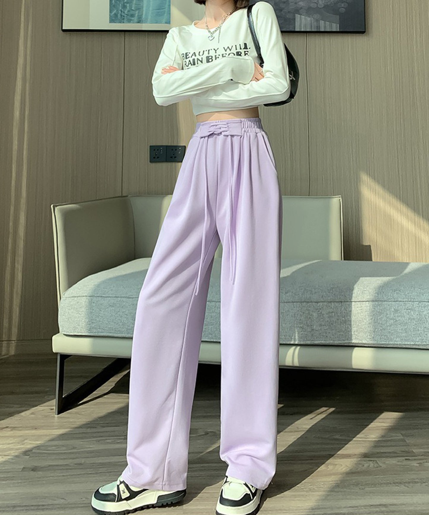 ウエスト レースアップ タック スウェット パンツ
