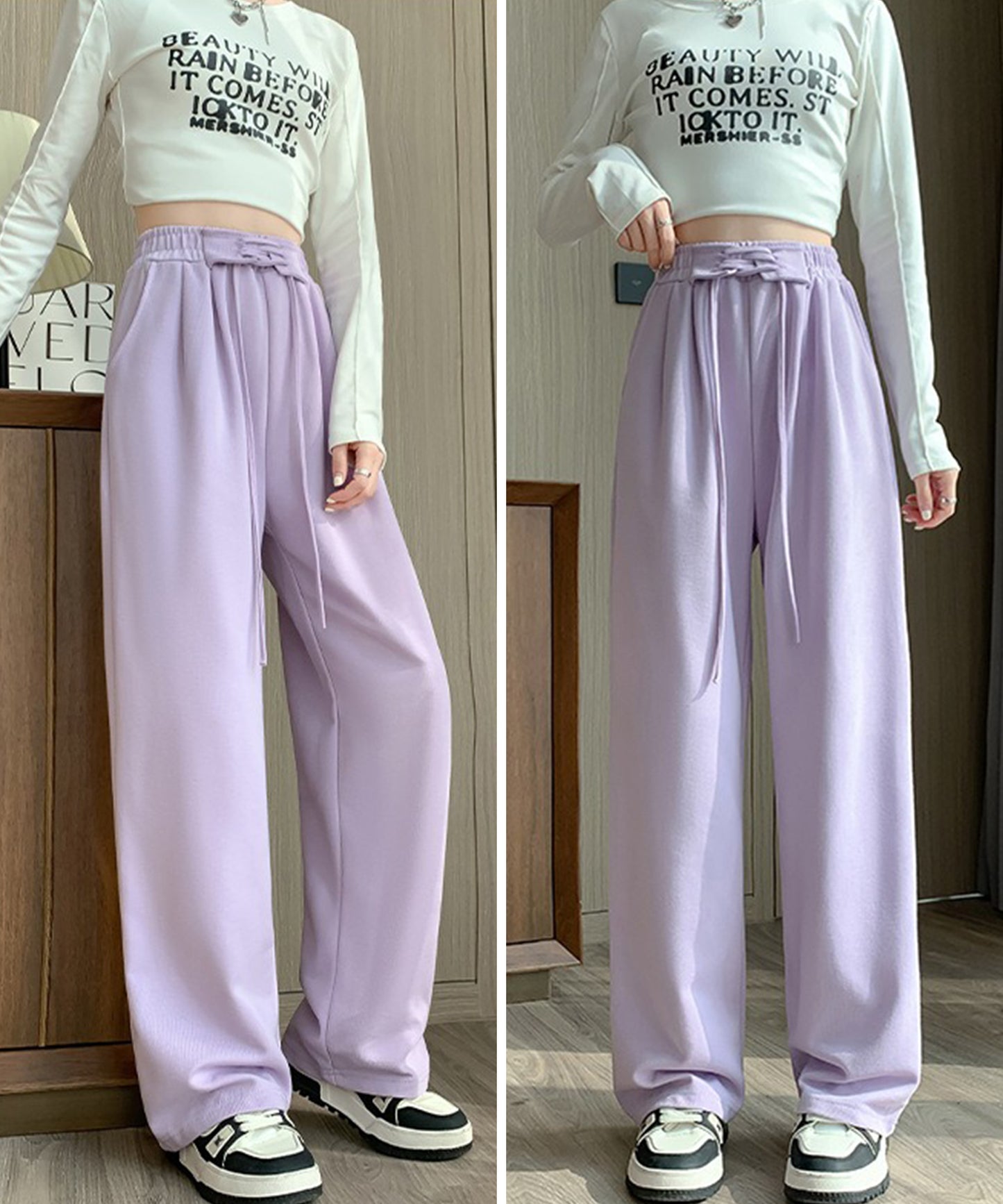 ウエスト レースアップ タック スウェット パンツ
