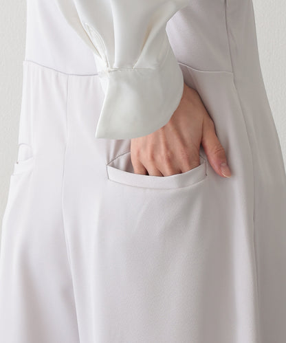 ダブルタック ボタン ハイウエスト サロペット パンツ