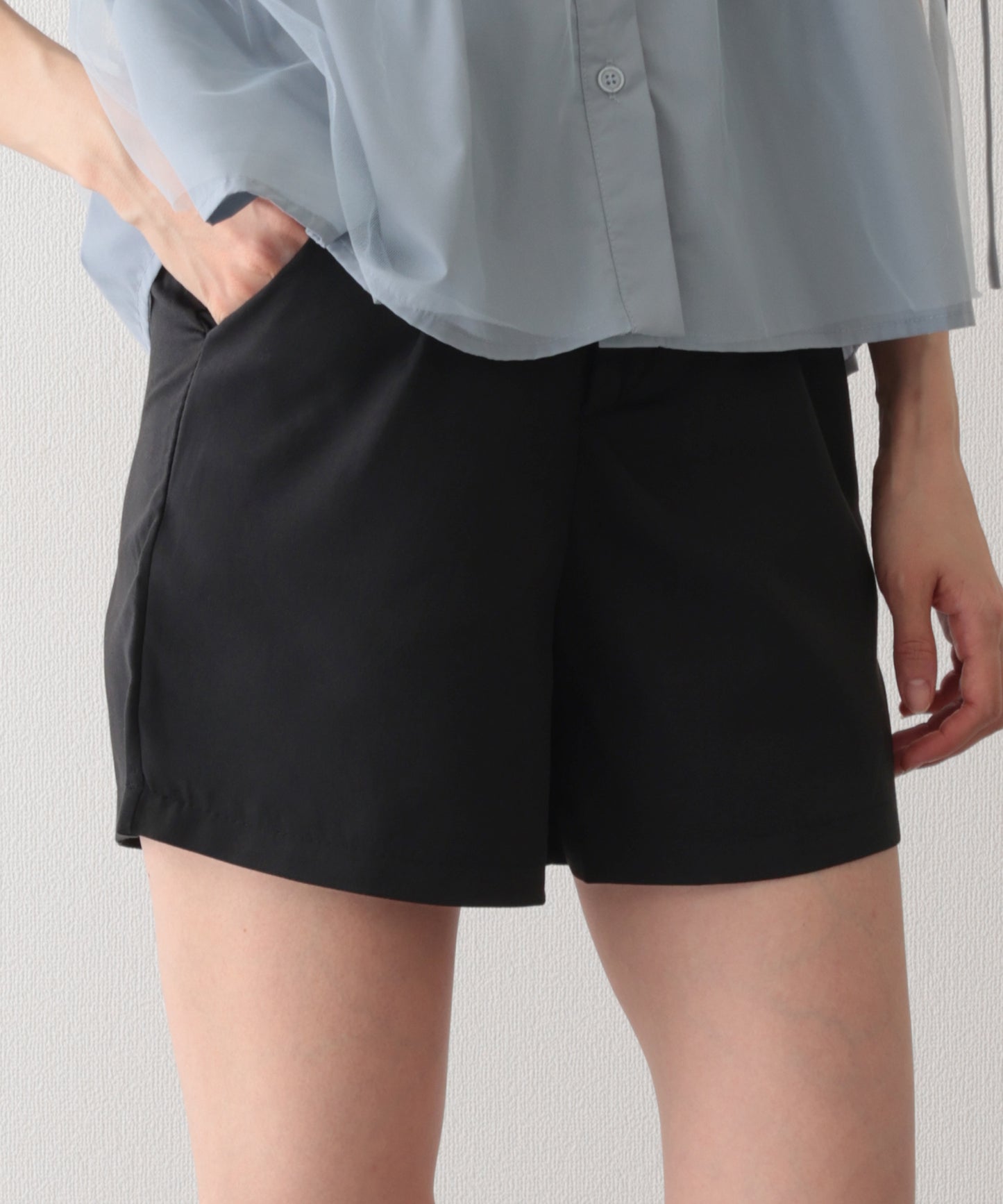 タック ハイウエスト フレア ショート パンツ