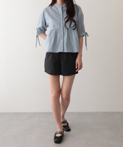 タック ハイウエスト フレア ショート パンツ