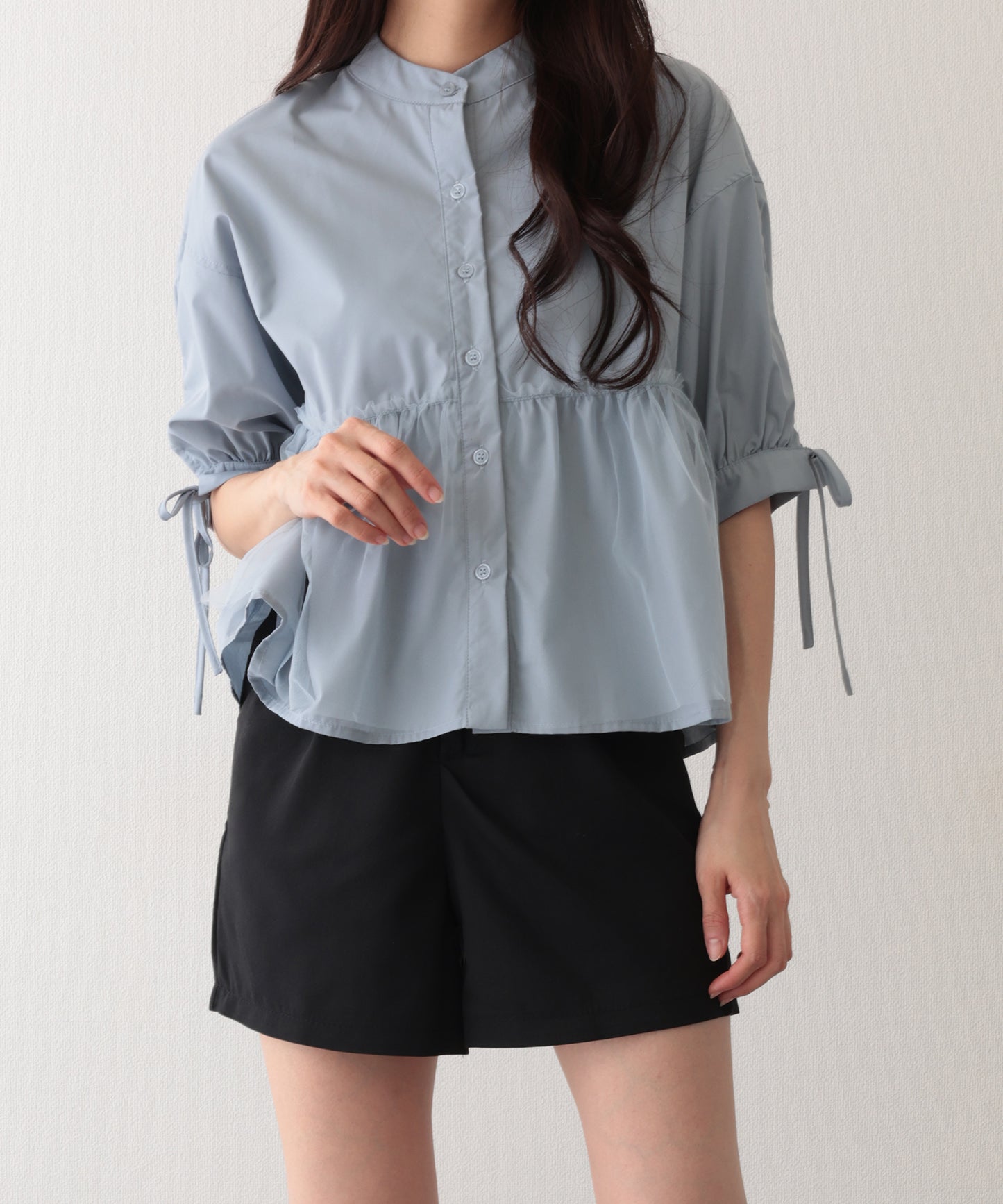 タック ハイウエスト フレア ショート パンツ