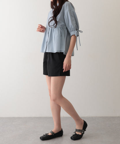 タック ハイウエスト フレア ショート パンツ