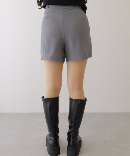 タック ハイウエスト フレア ショート パンツ