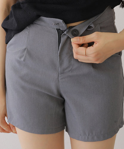 タック ハイウエスト フレア ショート パンツ