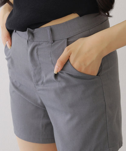 タック ハイウエスト フレア ショート パンツ