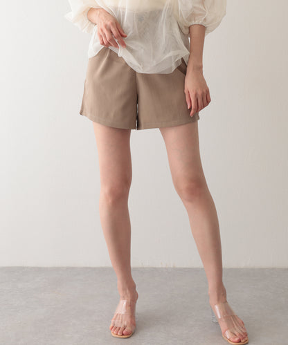 タック ハイウエスト フレア ショート パンツ