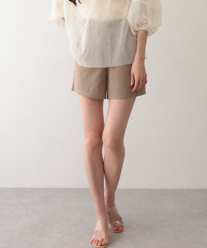 タック ハイウエスト フレア ショート パンツ